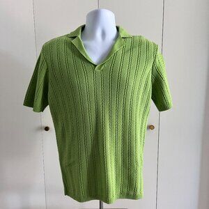 Mens ASOS Design - Camp Collar Knit Olive Green Polo